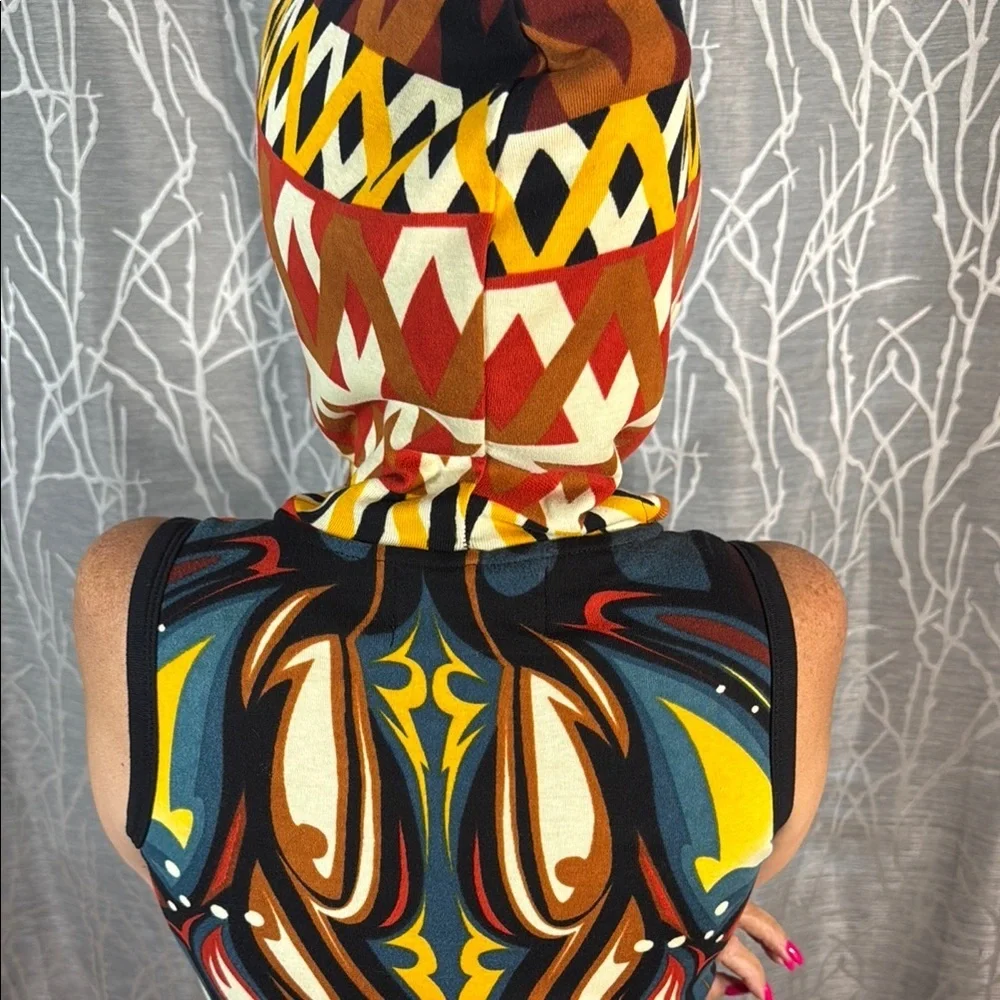 Animated Closet Sleeveless Graphic Bodycon Hoodie Dress Size M – Multicolor Art